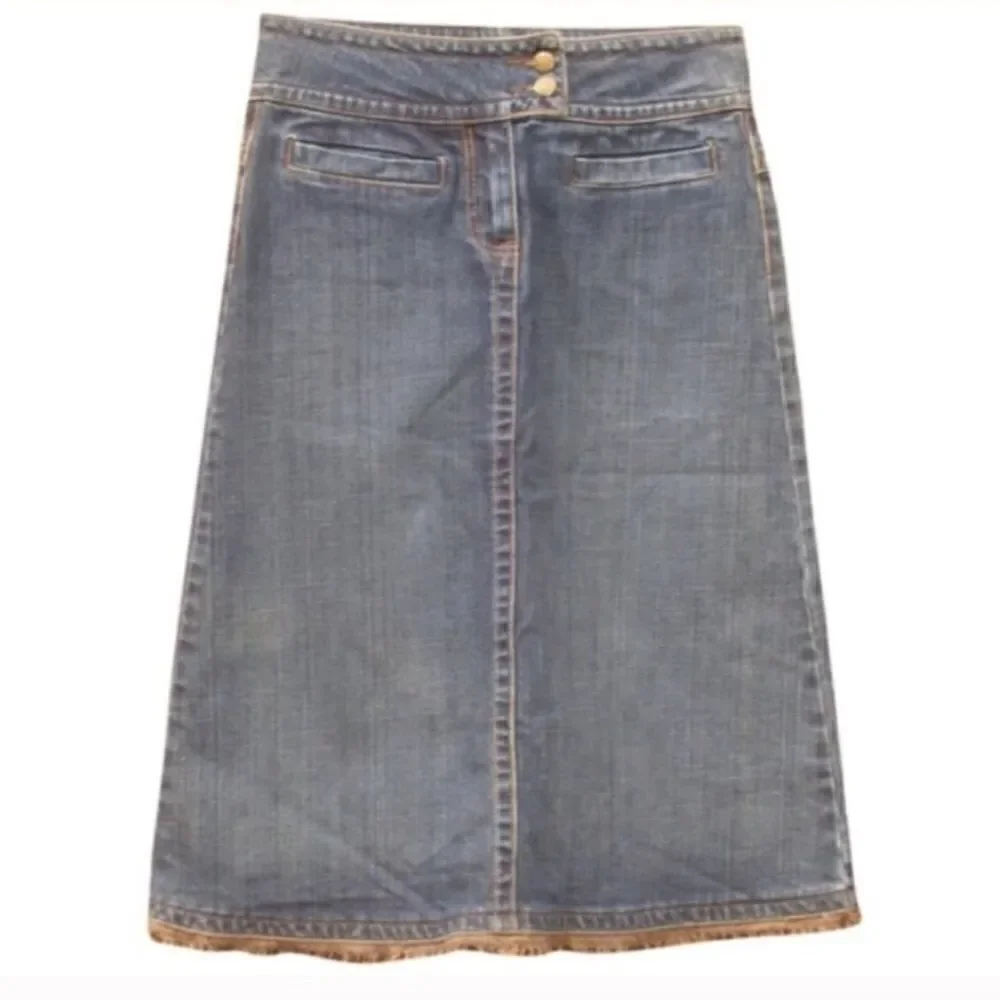 CAbi Blue Denim Midi Skirt